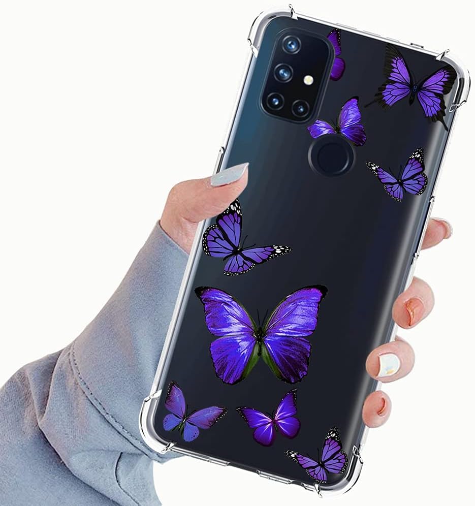 Vavies Case for Oneplus Nord N10 5G, Oneplus N10 5G Case for Girls Women, Slim Shockproof Clear Pattern Soft Flexible TPU Back Phone Protective Cover Cases for Oneplus Nord N10 5G (Purple Butterfly)  Vavies   