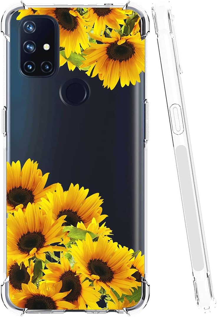 Vokuha for Oneplus Nord N10 5G Case, Oneplus N10 5G Case for Girls Women, Clear Slim Shockproof Pattern Soft Flexible TPU Rubber Back Phone Protective Cover Cases for Oneplus Nord N10 5G (Sunflower)  Vokuha   