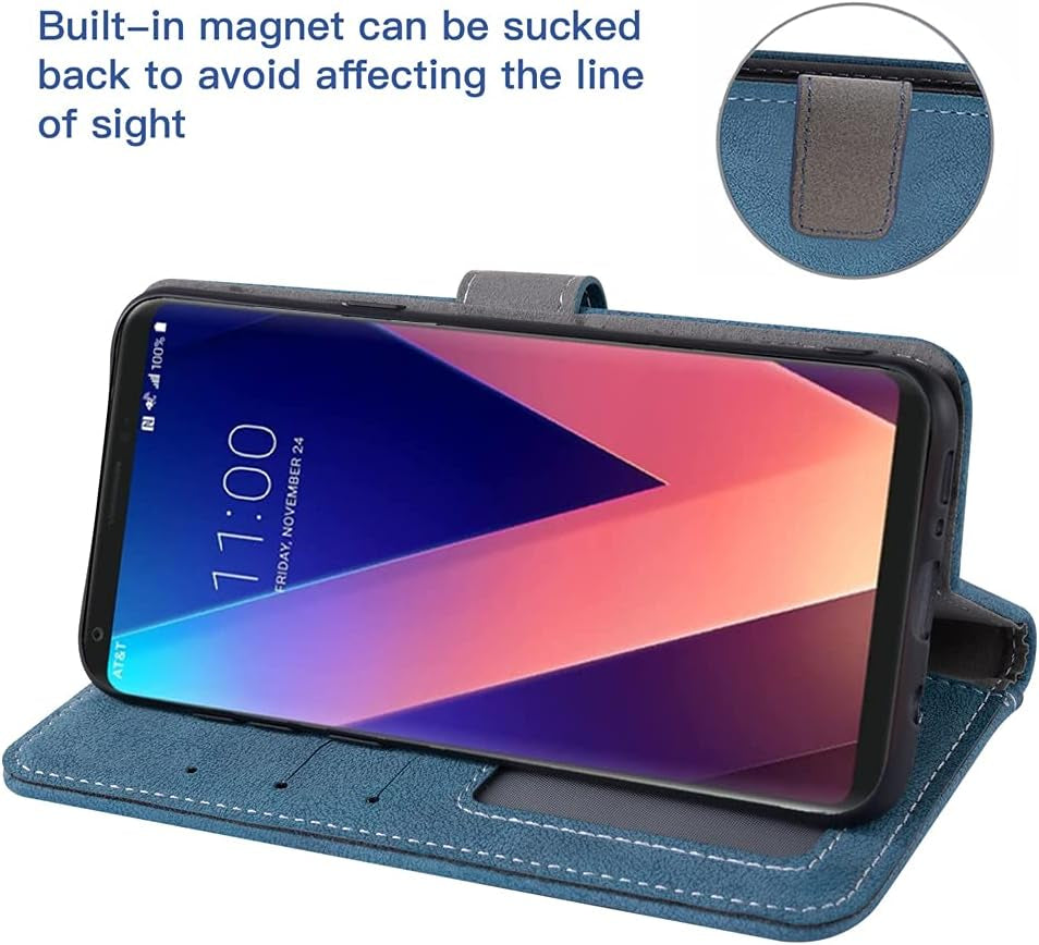 Compatible with LG V35 Thinq V30 plus Wallet Case and Tempered Glass Screen Protector Flip Cover Credit Card Holder Cell Accessories Phone Cases for LGV30 LGV35 LG30 LG35 V 30 35 V30+ V30S H931 Blue  NSS   