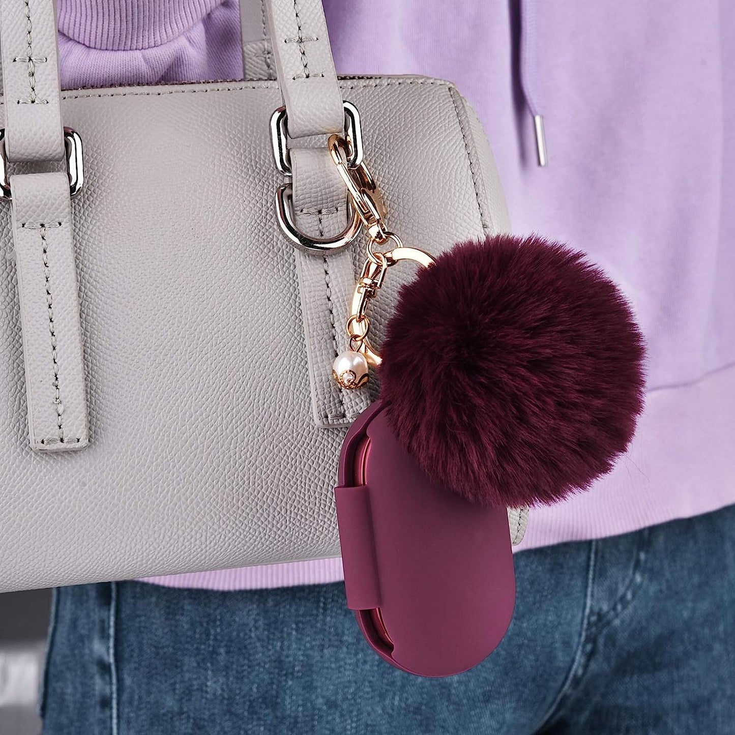Filoto Silicone Case for Samsung Galaxy Buds plus Case/Galaxy Buds Case with Pom Pom Keychain Protective Cover Galaxy Earbuds Accessory (Burgundy)  Kerle   