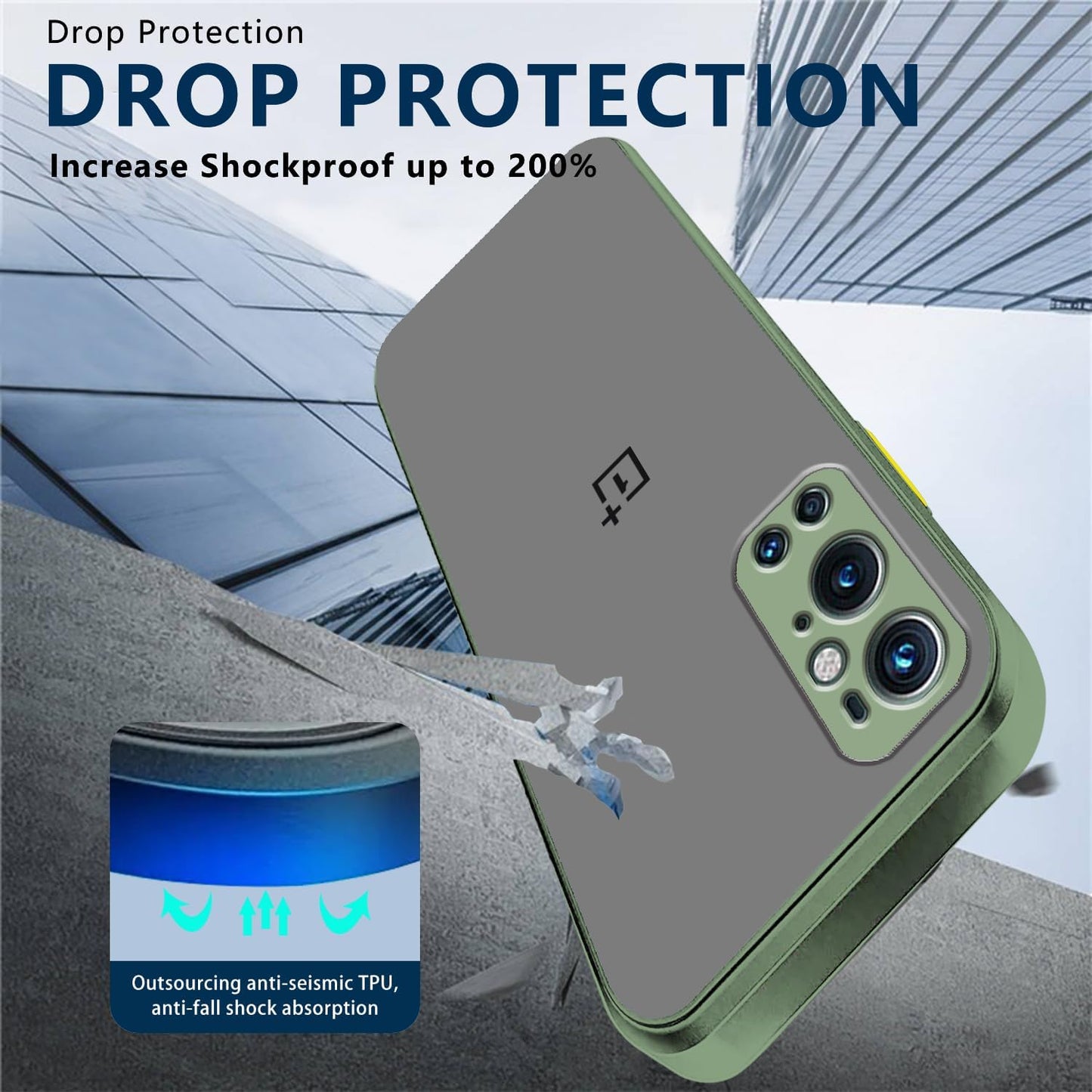 Jancyu Compatible with Oneplus 9 Pro Case Clear, Silicone Oneplus 9 Pro Phone Case Slim Shockproof Four Corner Airbags Drop Slip Protection Cover (Army Green)  Jancyu   