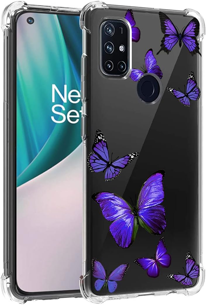 Vavies Case for Oneplus Nord N10 5G, Oneplus N10 5G Case for Girls Women, Slim Shockproof Clear Pattern Soft Flexible TPU Back Phone Protective Cover Cases for Oneplus Nord N10 5G (Purple Butterfly)  Vavies   