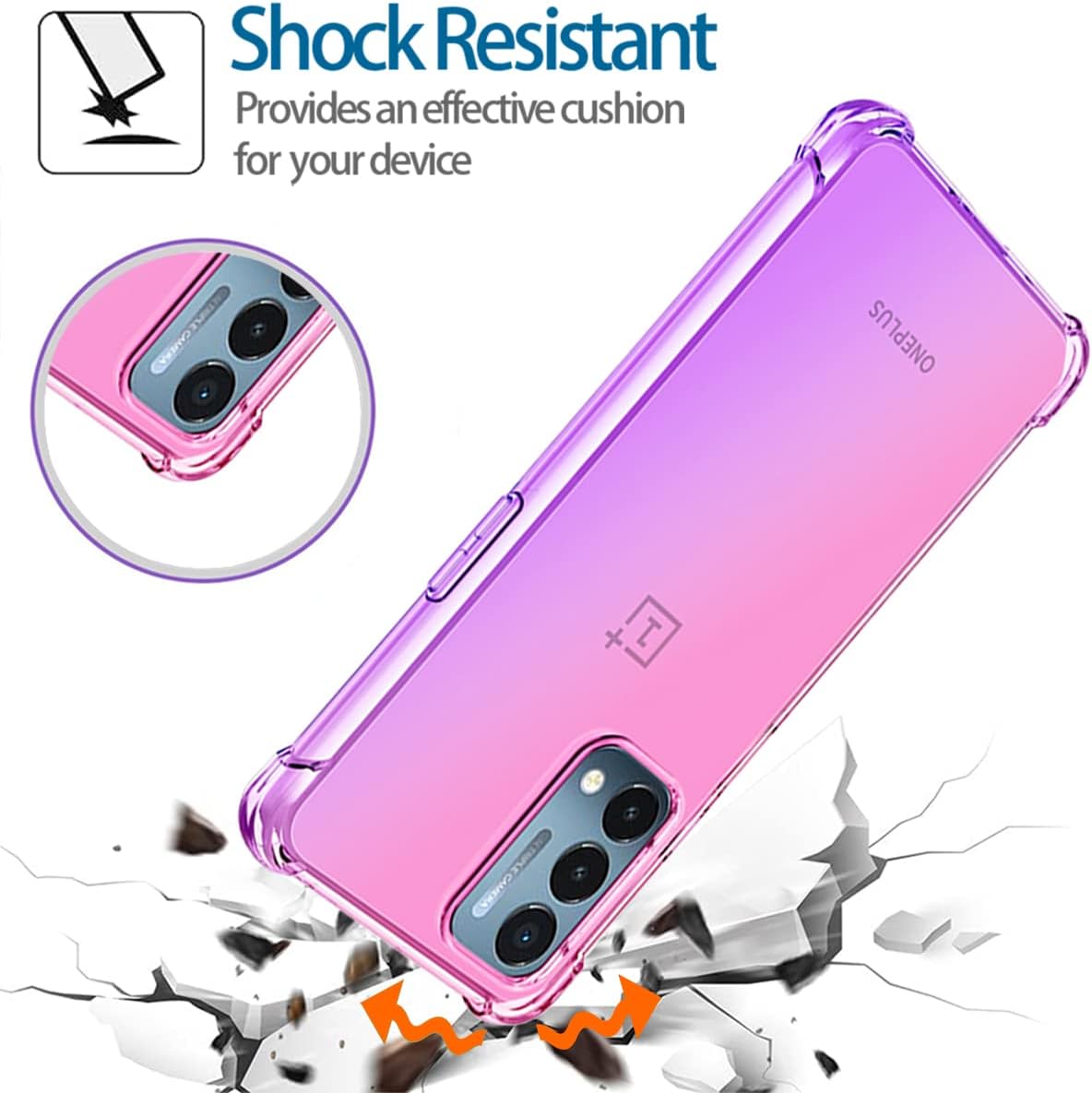 KOARWVC Case for Oneplus Nord N200 5G Case, Oneplus N200 DE2117 Case, Crystal Clear Case Gradient Slim anti Scratch TPU Shockproof Protective Phone Cases Cover for Oneplus Nord N200 5G (Pink/Purple)  KOARWVC   