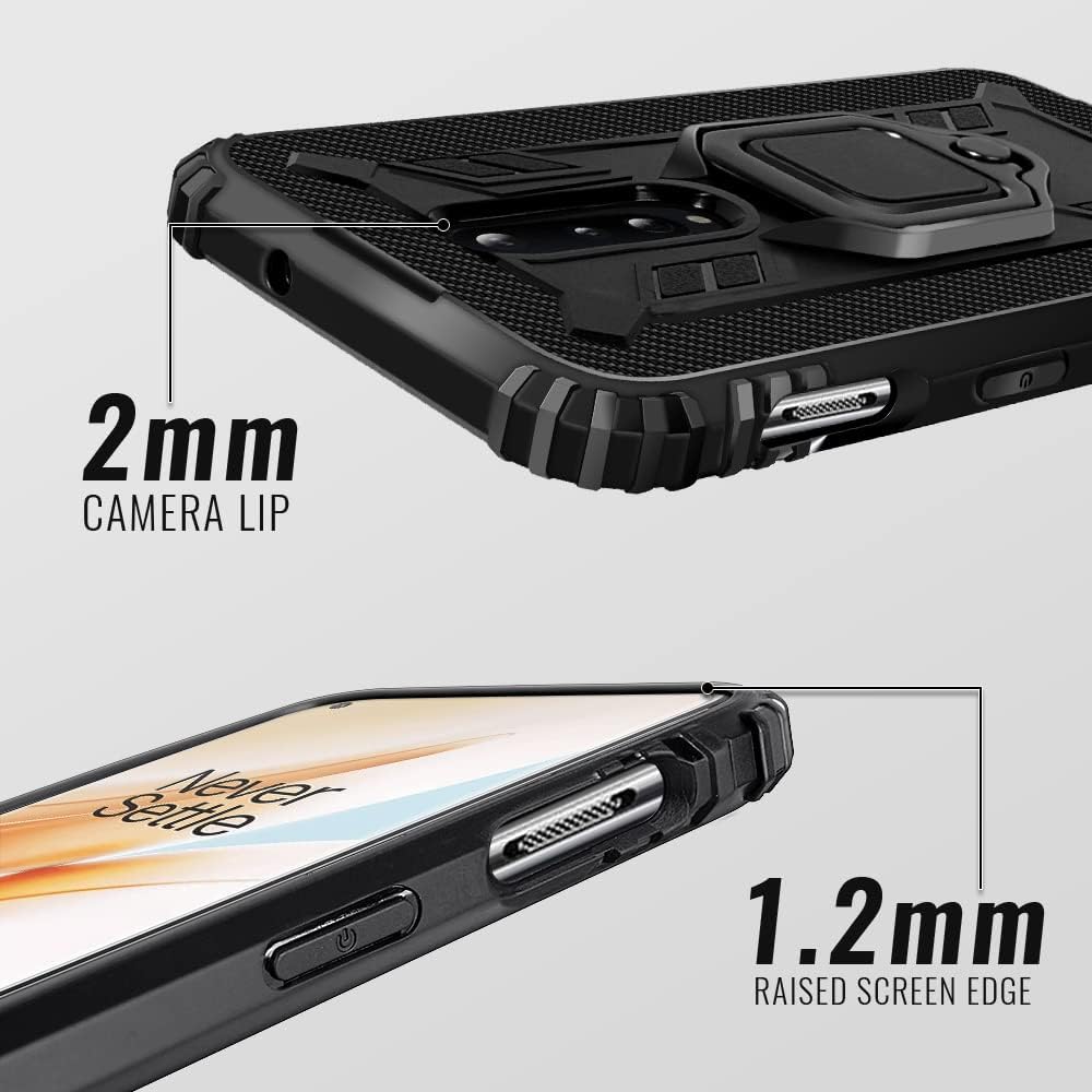 Shields up Oneplus 8 Case, 1+8 Case with Kickstand, | 10Ft. Drop Tested | Carbon Case | Ultra Slim | Lightweight | Scratch Resistant | Shockproof Rugged Protective Cover for Oneplus 8 -Black  Shields Up inc   