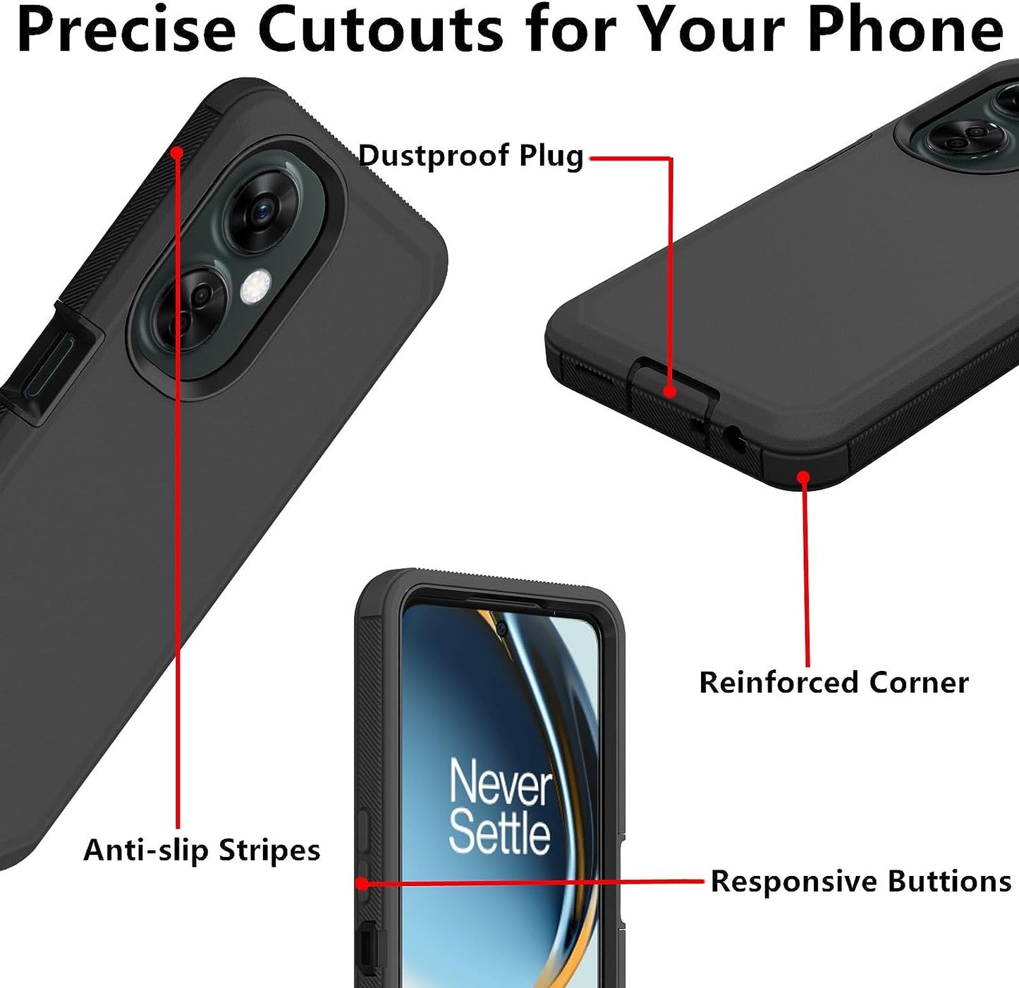 AZSXLG for Oneplus Nord N30 5G Case, Defender Case Heavy Duty Shockproof Dustproof 3 in 1 Rugged Protective Phone Cover for Oneplus Nord N30 (Black)  AZSXLG   