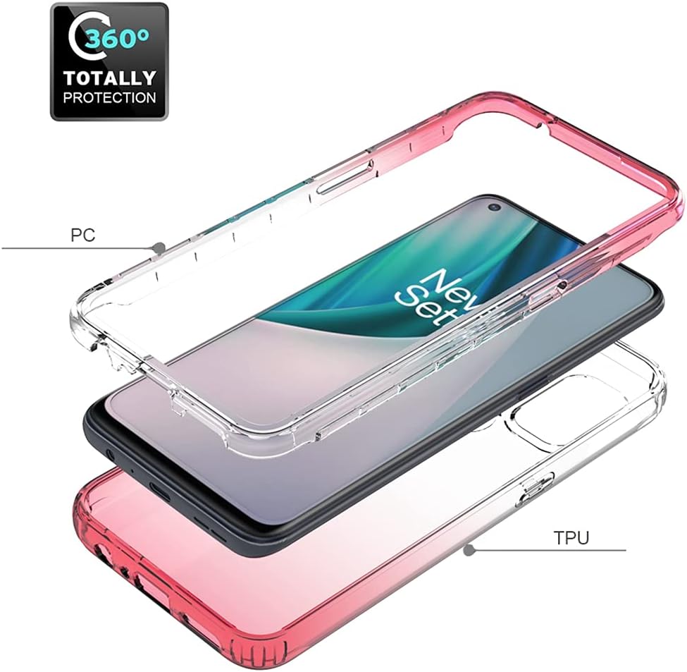 Vavies Compatible with Oneplus Nord N10 5G Case, Oneplus Nord N10 5G Phone Case for Girls Women, Full Body Shockproof Clear Soft Flexible TPU Protective Cover Cases for Oneplus Nord N10 5G (Red)  Vavies   