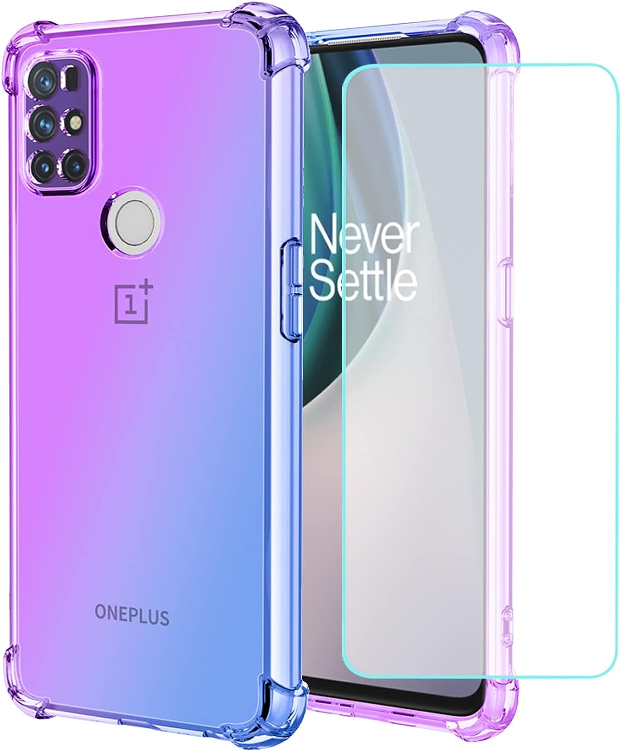 Vokuha for Oneplus Nord N10 5G Case, Oneplus N10 5G Case for Girls Women, Clear Slim Shockproof Pattern Soft Flexible TPU Rubber Back Phone Protective Cover Cases for Oneplus Nord N10 5G (Sunflower)  Vokuha Purple/Blue  