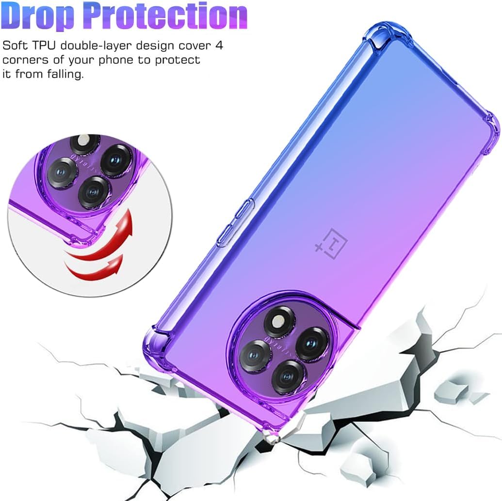 Gufuwo Case for Oneplus 11 Case, One plus 11 5G PHB110 Cute Case Girls Women, Gradient Slim anti Scratch Soft TPU Phone Cover Shockproof Protective Case for Oneplus 11 5G (Purple/Blue)  Gufuwo   