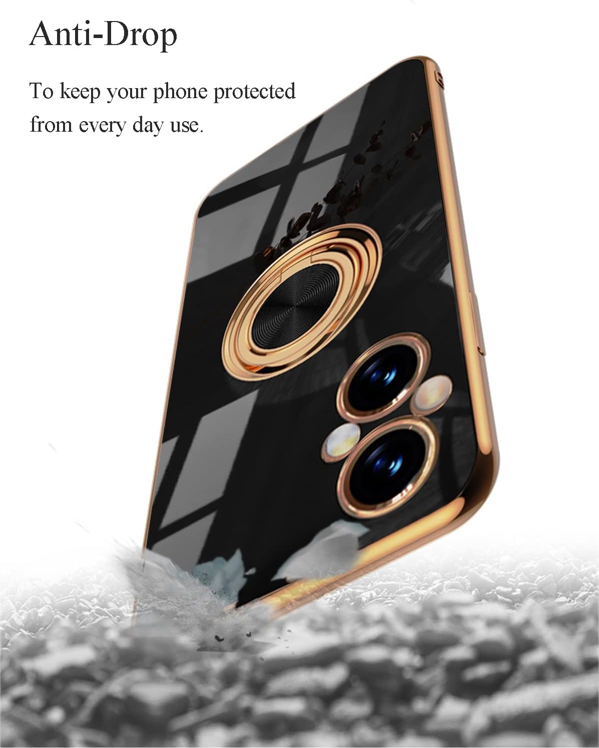 Yarxiawin Compatible for Oneplus Nord N20 5G Case Ring Holder Magnet Silicone, Oneplus N20 5G Case Thin Phone Case Aesthetic Black 360° Rotatable Metal Stand (Black)  Yarxiawin   