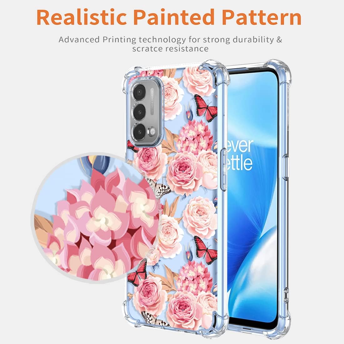 KOARWVC Case for Oneplus Nord N200 Case, Oneplus N200 DE2117 Case Clear with Design Soft TPU Shock Absorption Slim Floral Pattern Protective Back Cover Cases for Oneplus Nord N200 (Flower Butterfly)  KOARWVC   