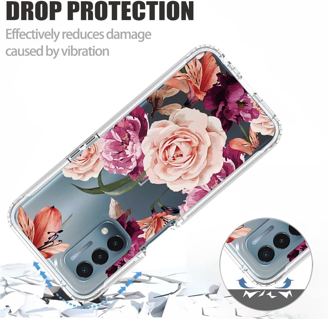 Ueokeird Case for Oneplus Nord N200 5G Case, DE2117 Case with Tempered-Glass Screen Protector, Cute Clear Floral Pattern Full Body Protective Phone Cover Cases for Oneplus Nord N200 5G (Purple Flower)  Ueokeird   
