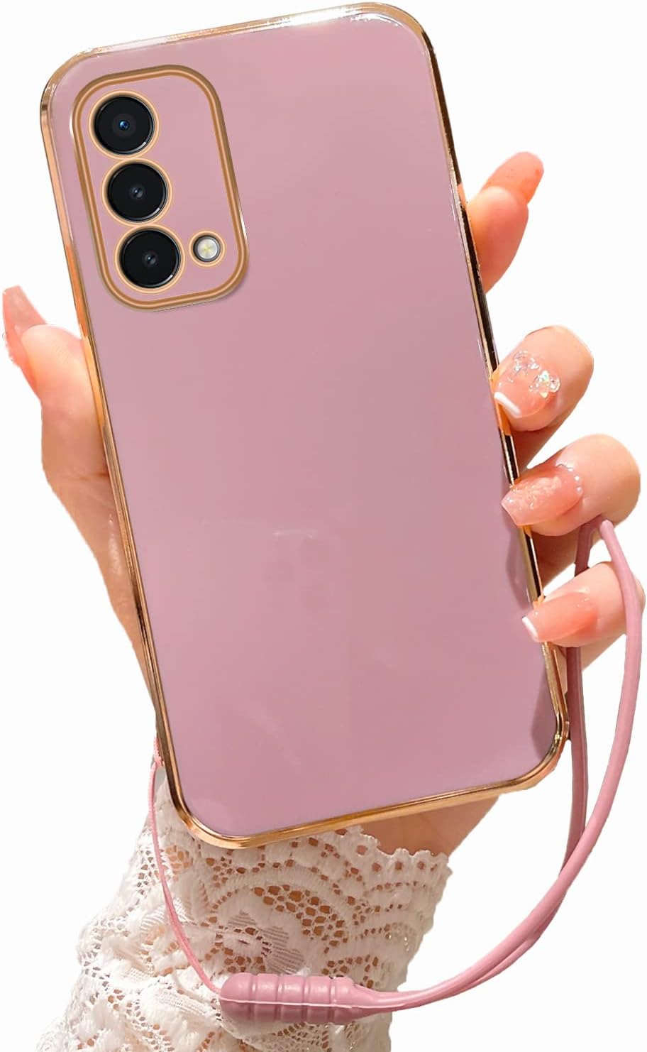 Kudini for Oneplus Nord N200 5G Case for Women Glitter Crystal Soft TPU Bling Cute Butterfly Heart Floral Clear Protective Cover with Ring Kickstand+Strap for Oneplus Nord N200 5G (Rose Gold)  KuDiNi Violet  