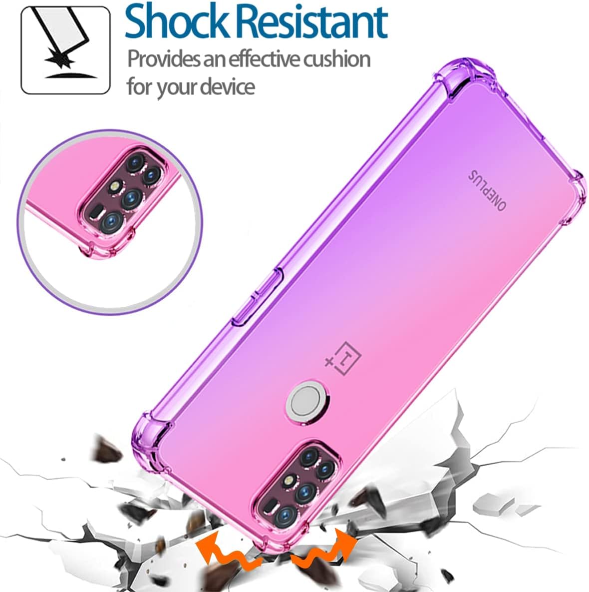 KOARWVC Case for Oneplus Nord N10 5G Case,Oneplus N10 5G BE2029 Case, Crystal Clear Case Gradient Slim anti Scratch TPU Shockproof Protective Phone Cases Cover for Oneplus Nord N10 5G (Pink/Purple)  KOARWVC   