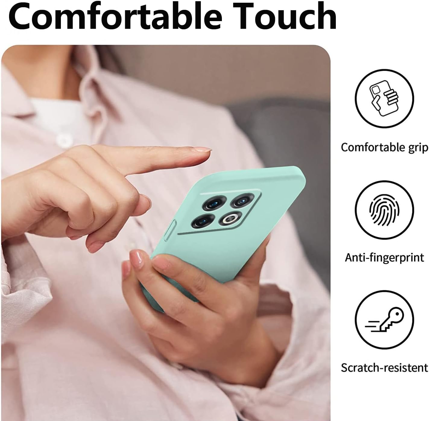 Wousunly Compatible with Oneplus 10 Pro Case Silicone Liquid Pink, Soft Smooth Touch Oneplus 10 Pro Phone Case Silicone Shockproof Thin Cover (Oneplus 10 Pro, Blue)  Wousunly   