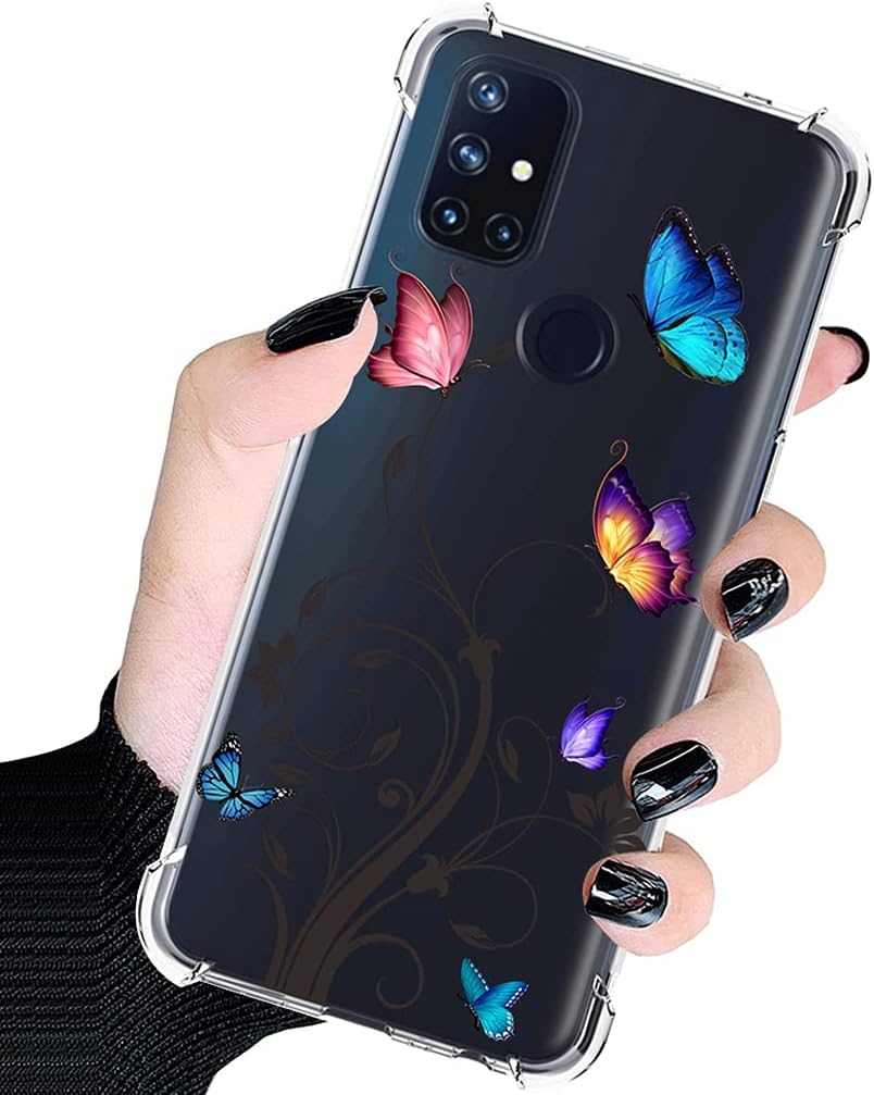Bohefo Clear Case Compatible with Oneplus Nord N10 5G, Oneplus N10 5G Case for Girls Women, Cute Soft TPU Shockproof Protective Phone Case Cover for Oneplus Nord N10 5G (Butterfly)  Bohefo   