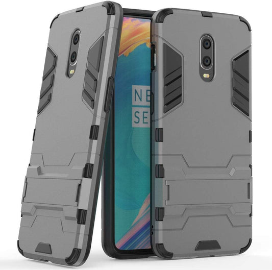 Maijin Case for Oneplus 6T / Oneplus 7 (6.41 Inch) 2 in 1 Shockproof with Kickstand Feature Hybrid Dual Layer Armor Defender Protective Cover (Grey)  MaiJin Grey  