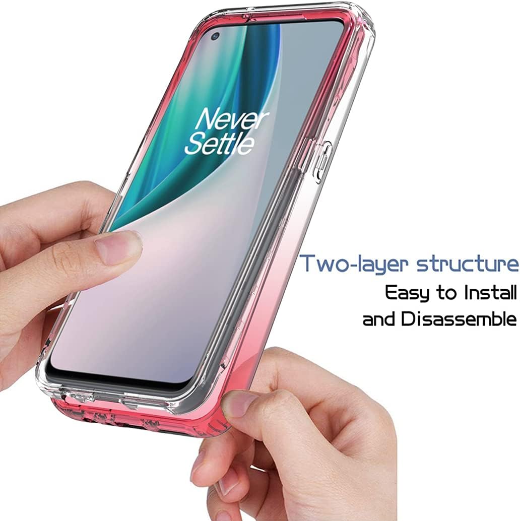 Vavies Compatible with Oneplus Nord N10 5G Case, Oneplus Nord N10 5G Phone Case for Girls Women, Full Body Shockproof Clear Soft Flexible TPU Protective Cover Cases for Oneplus Nord N10 5G (Red)  Vavies   