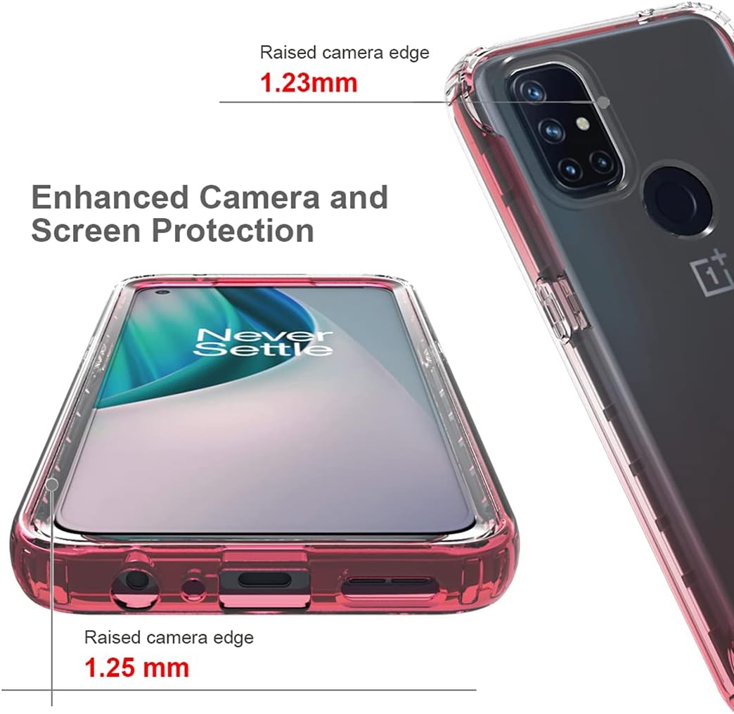 Vavies Compatible with Oneplus Nord N10 5G Case, Oneplus Nord N10 5G Phone Case for Girls Women, Full Body Shockproof Clear Soft Flexible TPU Protective Cover Cases for Oneplus Nord N10 5G (Red)  Vavies   