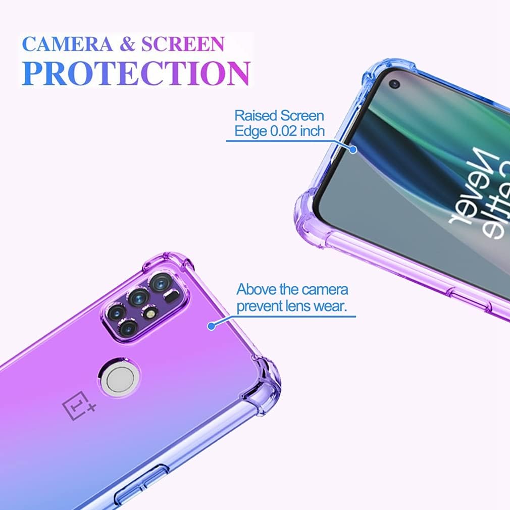 Ueokeird for Oneplus Nord N10 5G [Not Fit for Oneplus Nord N100] Clear Cute Gradient Phone Case Slim anti Scratch Flexible TPU Cover Shockproof Protective Case for Oneplus Nord N10 5G (Purple/Blue)  Ueokeird   