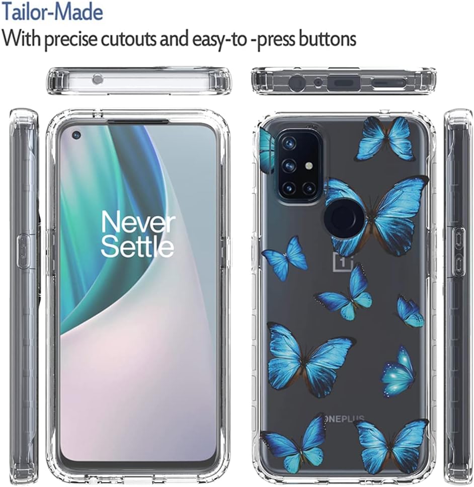 Vokuha Case for Oneplus Nord N10 5G, Oneplus N10 5G Case for Girls, Cute Floral Crystal Clear TPU Bumper Shockproof Protective Armor Cover for Oneplus Nord N10 5G (Butterfly)  Vokuha   