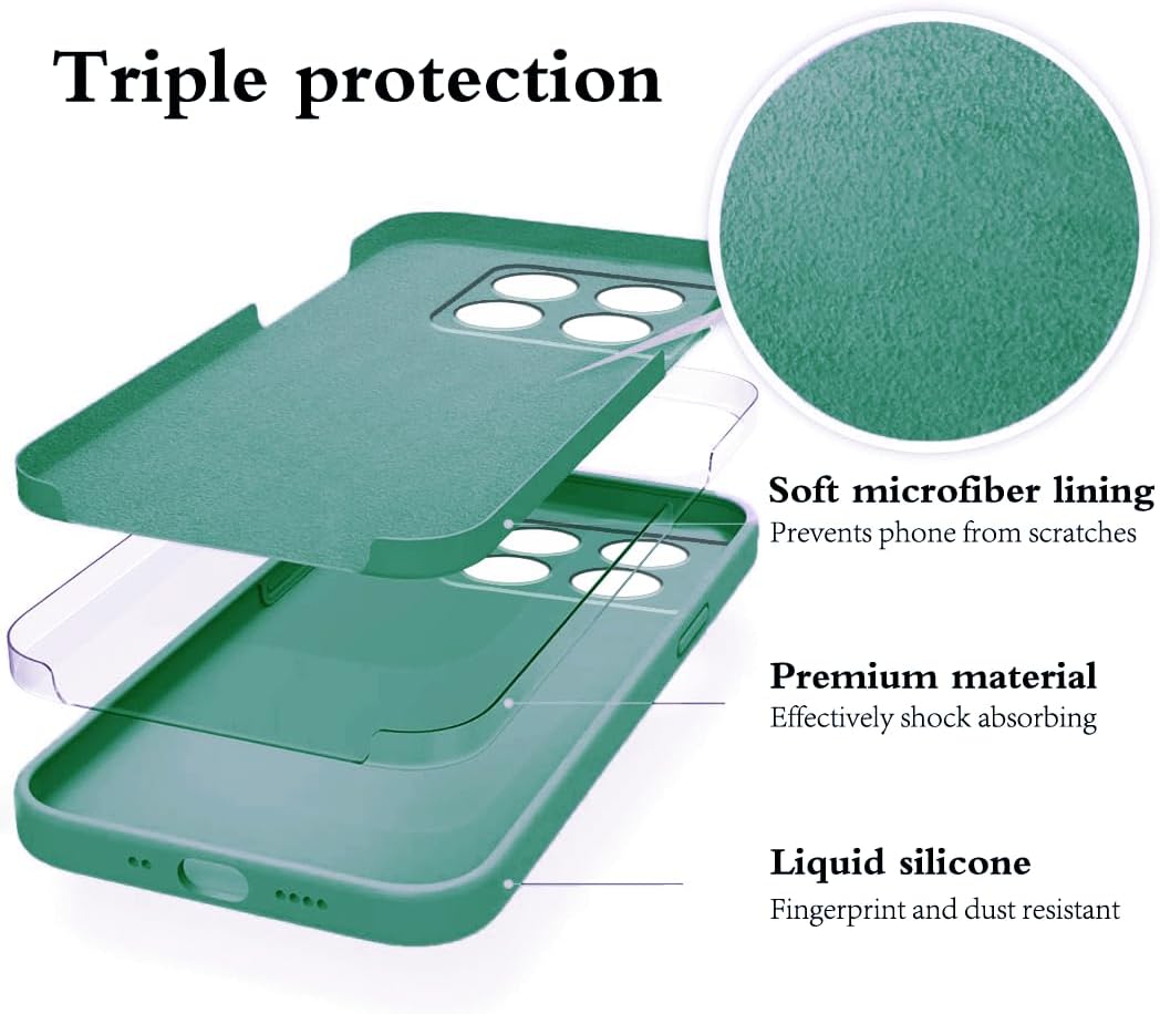 Wousunly Compatible with Oneplus 10 Pro Case Silicone Liquid Pink, Soft Smooth Touch Oneplus 10 Pro Phone Case Silicone Shockproof Thin Cover (Oneplus 10 Pro, Dark Green)  Wousunly   