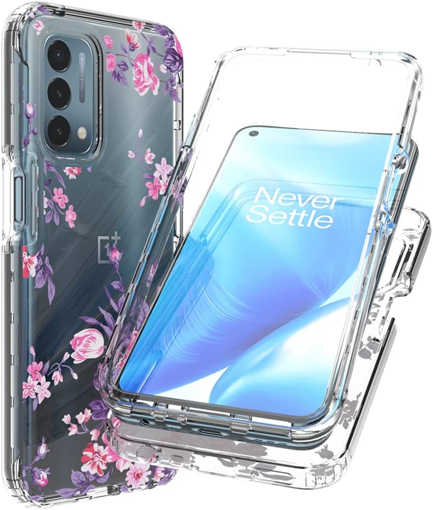 Yerebel Case for Oneplus Nord N200 5G Case, Oneplus N200 DE2117 with Tempered Glass Screen Protector, Floral Design Shockproof Bumper Full Body Protective Phone Cover for Oneplus Nord N200 5G (Rose)  Yerebel   