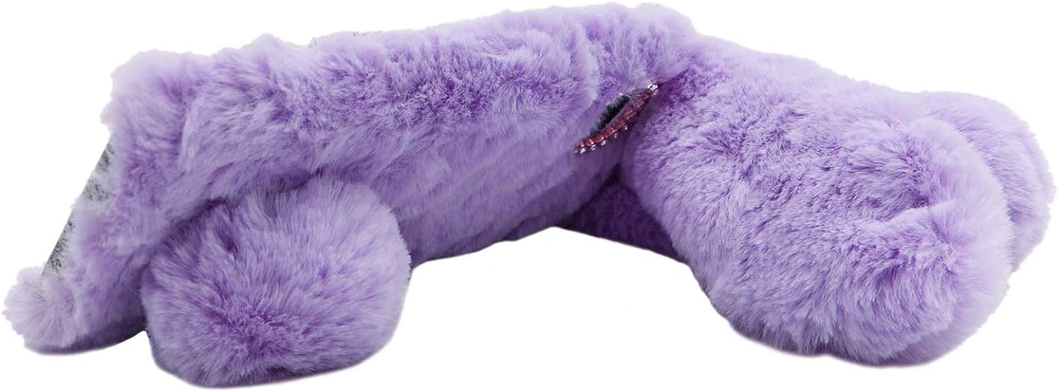 LCHDA Rabbit Case for Oneplus Nord N200 5G, Cute 3D Bunny Ears Soft Furry Hairball Fuzzy Warm Winter Faux Fur Plush Fluffy Flexible TPU Bumper Women Girls Protective Skin Cover - Purple  LCHDA   