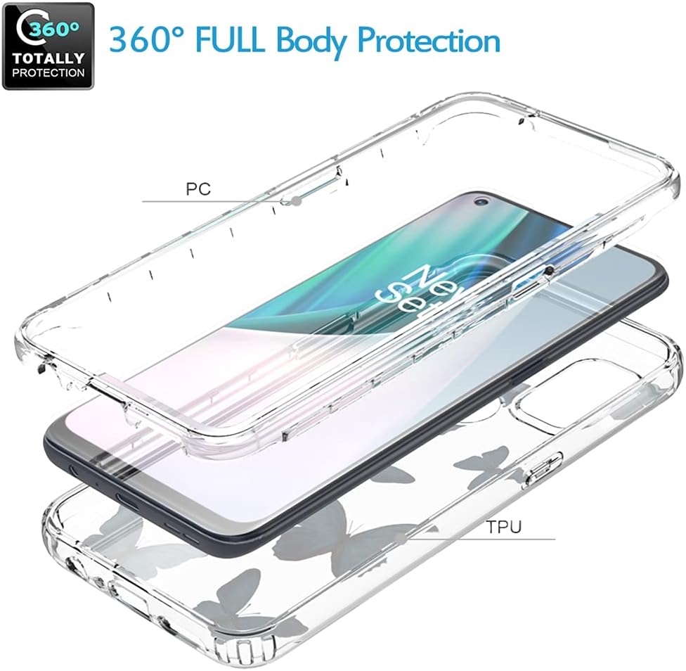 Vokuha Case for Oneplus Nord N10 5G, Oneplus N10 5G Case for Girls, Cute Floral Crystal Clear TPU Bumper Shockproof Protective Armor Cover for Oneplus Nord N10 5G (Butterfly)  Vokuha   