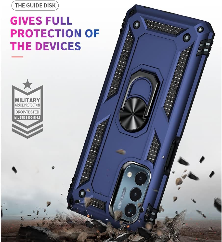 Aozuoton Oneplus Nord N200 5G Case: Military Grade 16Ft Drop Tested, Ring Shockproof Protective Cover with HD Screen Protector, Blue  Yanmen   
