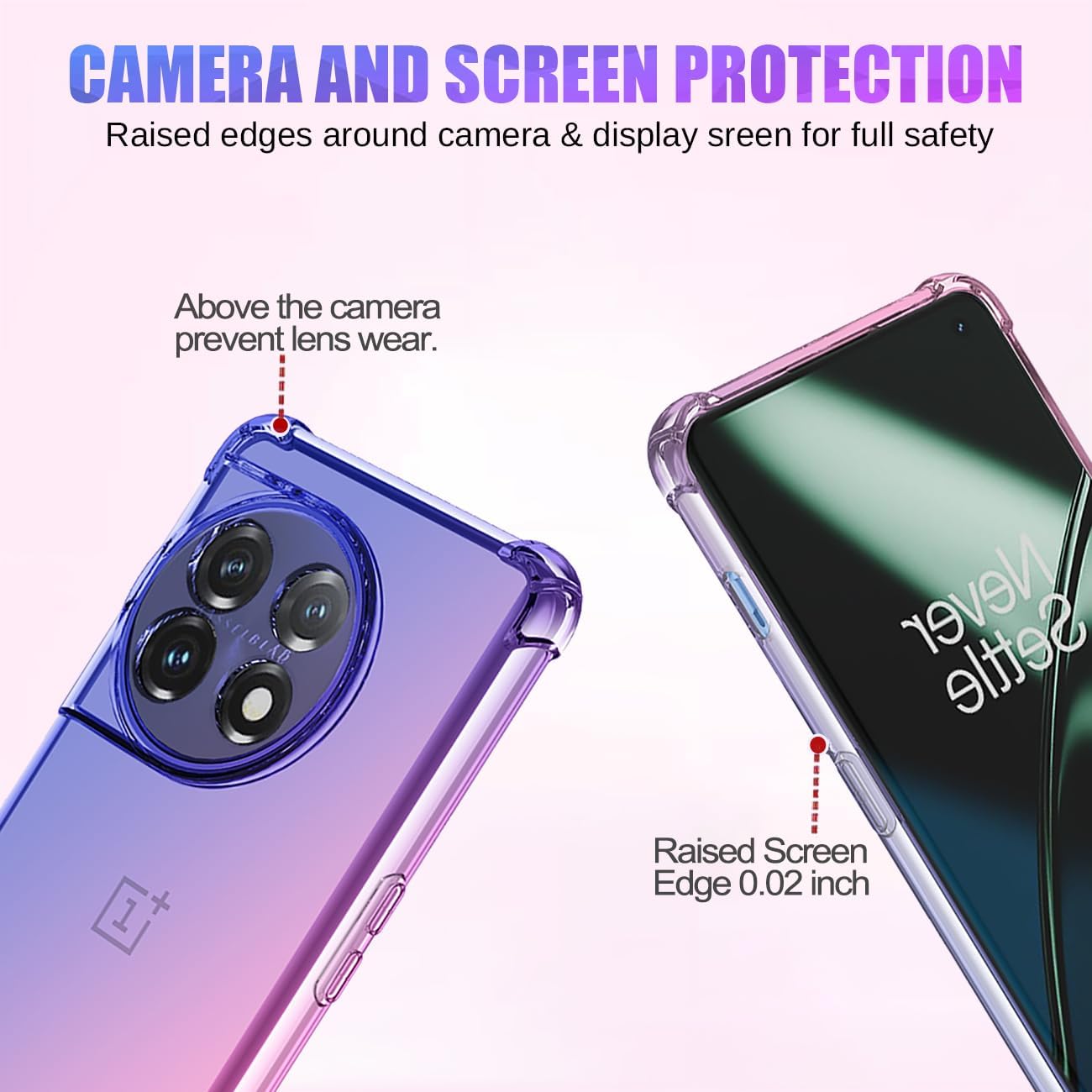 Gufuwo Case for Oneplus 11 Case, One plus 11 5G PHB110 Cute Case Girls Women, Gradient Slim anti Scratch Soft TPU Phone Cover Shockproof Protective Case for Oneplus 11 5G (Blue/Pink)  Gufuwo   