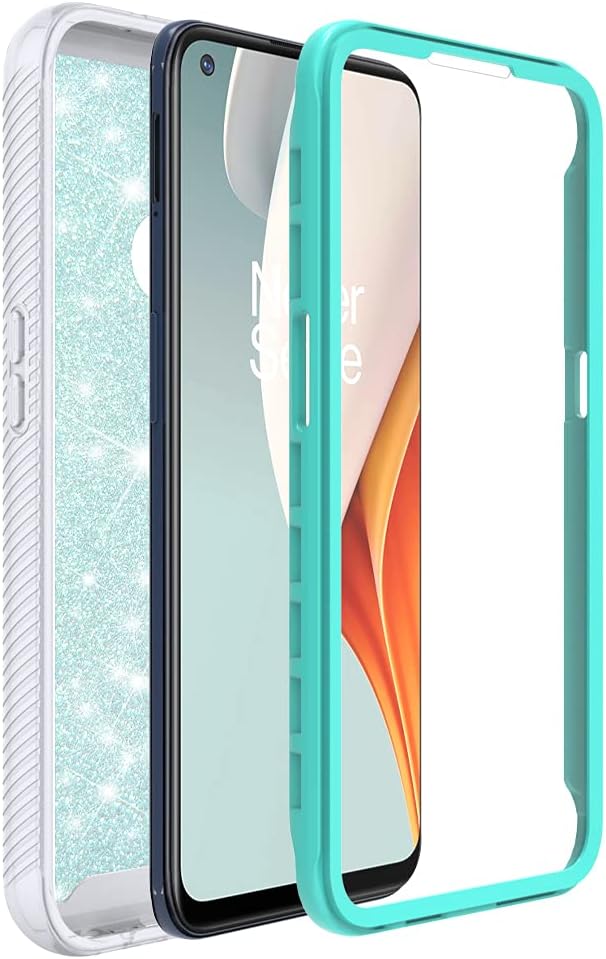 Jackpot Wireless Designed for Oneplus Nord N100 Case, Oneplus N100 Glitter Phone Case with Built in Screen Protector Crystal Clear Bling Sparkly Crystal Shockproof Bumper Protective Phone Cover (Teal)  JACKPOT WIRELESS   