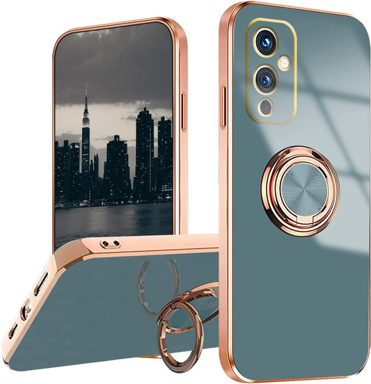 Jancyu Compatible with Oneplus 9 Case, Phone Case for One plus 9 Cute Silicone Protective Fundas with 360 Degrees Magnetic Life Holder Bracket Mobile Caver (Grey)  Jancyu Grey  