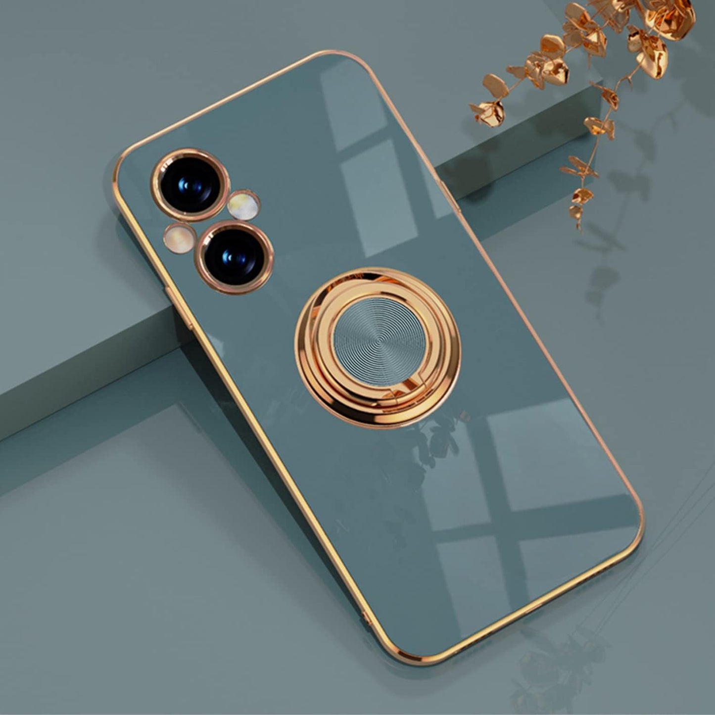 Yarxiawin Compatible for Oneplus Nord N20 5G Case Ring Holder Magnet Silicone, Oneplus N20 5G Case Thin Phone Case Aesthetic Black 360° Rotatable Metal Stand (Gray)  Yarxiawin   