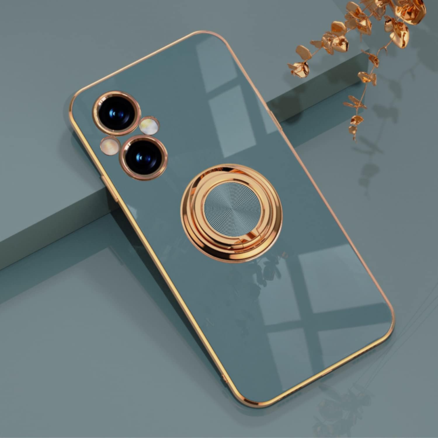 Yarxiawin Compatible for Oneplus Nord N20 5G Case Ring Holder Magnet Silicone, Oneplus N20 5G Case Thin Phone Case Aesthetic Black 360° Rotatable Metal Stand (Gray)  Yarxiawin   