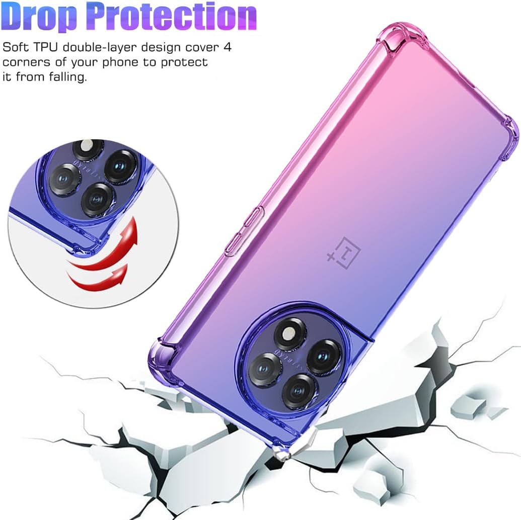 Gufuwo Case for Oneplus 11 Case, One plus 11 5G PHB110 Cute Case Girls Women, Gradient Slim anti Scratch Soft TPU Phone Cover Shockproof Protective Case for Oneplus 11 5G (Blue/Pink)  Gufuwo   