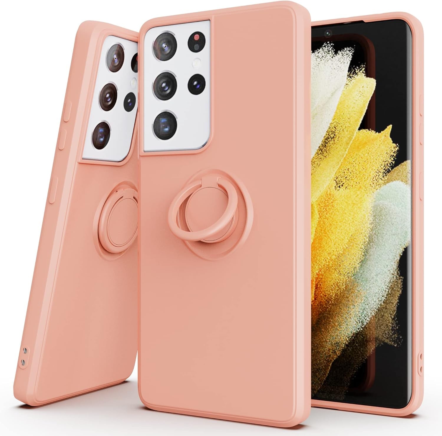 AYMECL Case for S21 Ultra 5G,Galaxys21 Ultra 5G Case with Slide Camera Cover&[2 Packs] Self-Healing Film,360° Rotate Ring Stand Magnetic Cover Case for Samsung Galaxy S21 Ultra 5G 6.8"-Blue  AYMECL Hw-Pink  