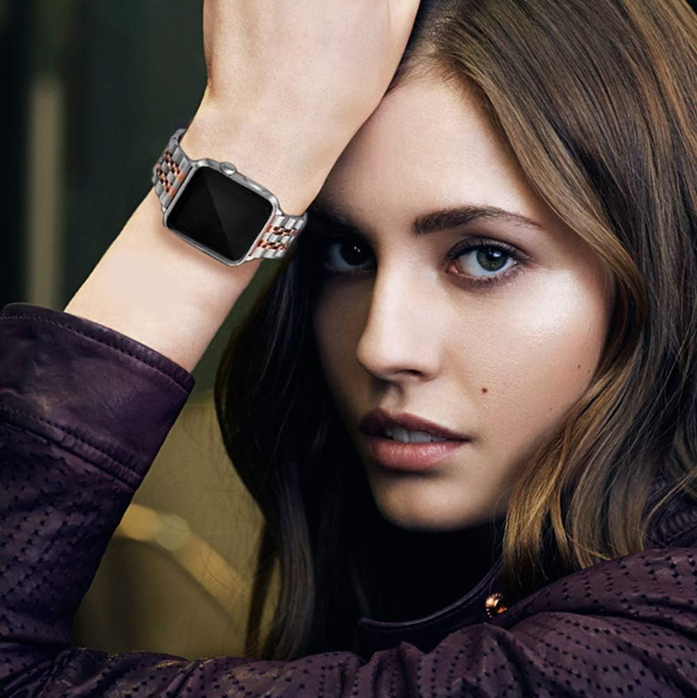 Amzaokay Band Compatible for Apple Watch Series Ultra SE Series 8 7 6 5 4 40Mm 41Mm 44Mm 45Mm 49Mm/ Series 3 2 1 38Mm 42Mm for Women Men,Stainless Steel Band for Iwatch Replacement Strap  AmzAokay   