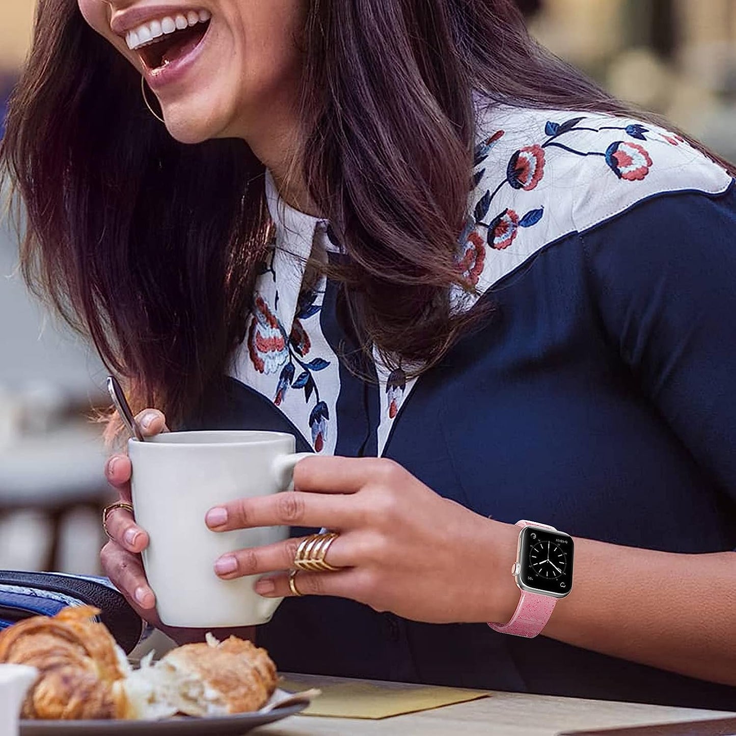 EDIMENS Sport Band Compatible with Apple Watch Bands 41Mm 38Mm 40Mm, Shiny Bling Glitter Silicone Soft Thin Small Replacement Band Compatible for Iwatch Series 8 7 6 5 4 3 2 1 SE Sport Edition Women  EDIMENS   