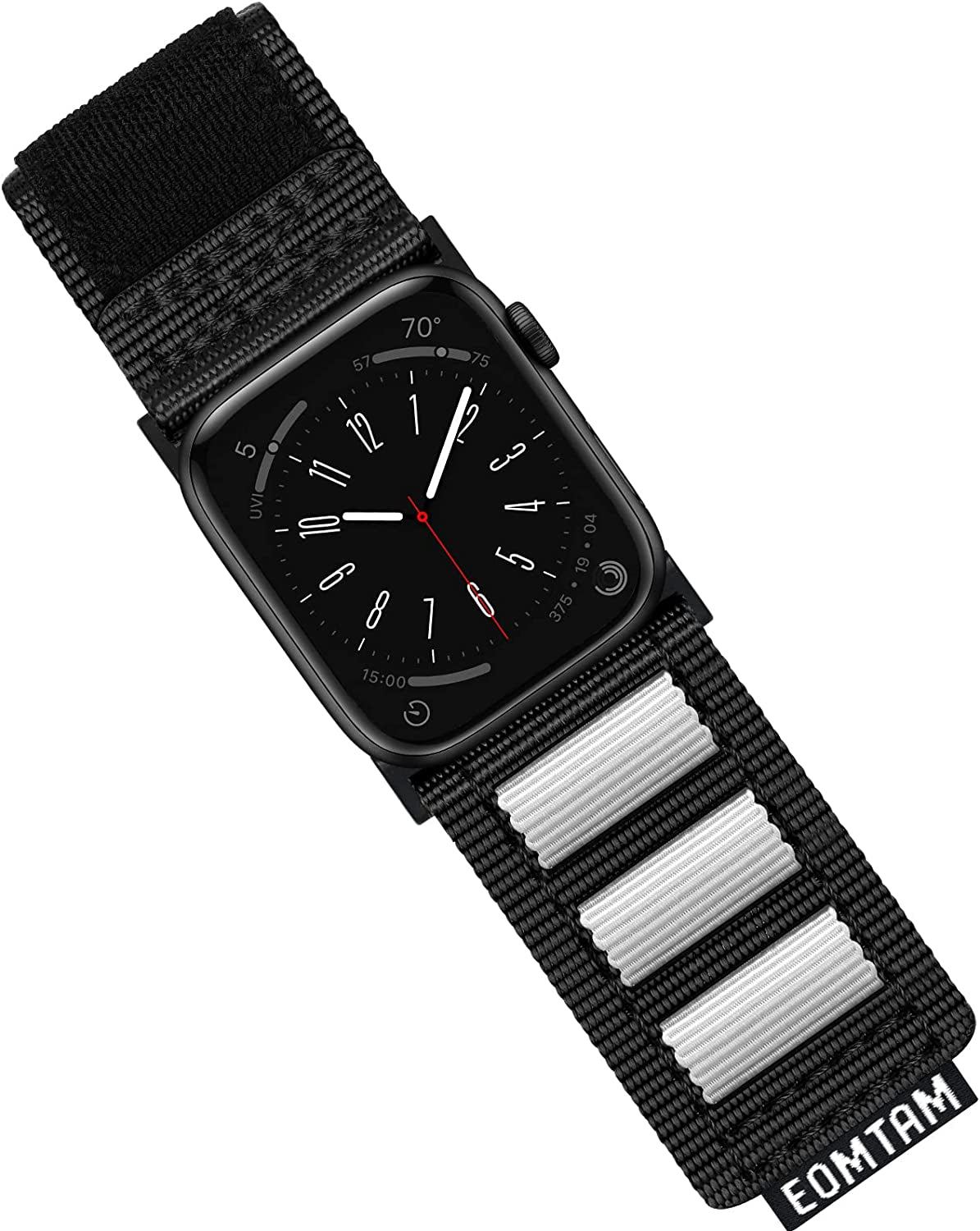 EOMTAM Width 30MM Men Soft Nylon Strap for Apple Watch Band Ultra 49Mm 45Mm 44Mm 42Mm 41Mm 40Mm 38Mm, Rugged Sport Woven Adjustable Wristband for Iwatch Series 8 SE 7 6 5 4 3  EOMTAM Black-Blue2 42/44/45/49MM 