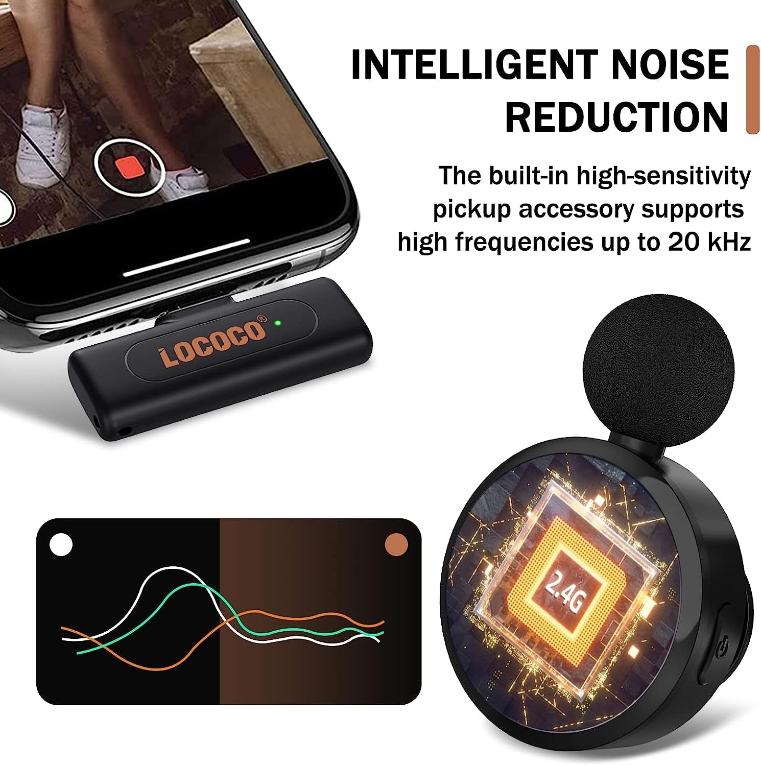 Lococo Wireless Lavalier Microphone for Iphone Ipad, Plug-Play Noise Reduction Auto-Sync Wireless Microphone for Video Recording,Youtube, Tiktok, Facebook Live Stream  Lococo   