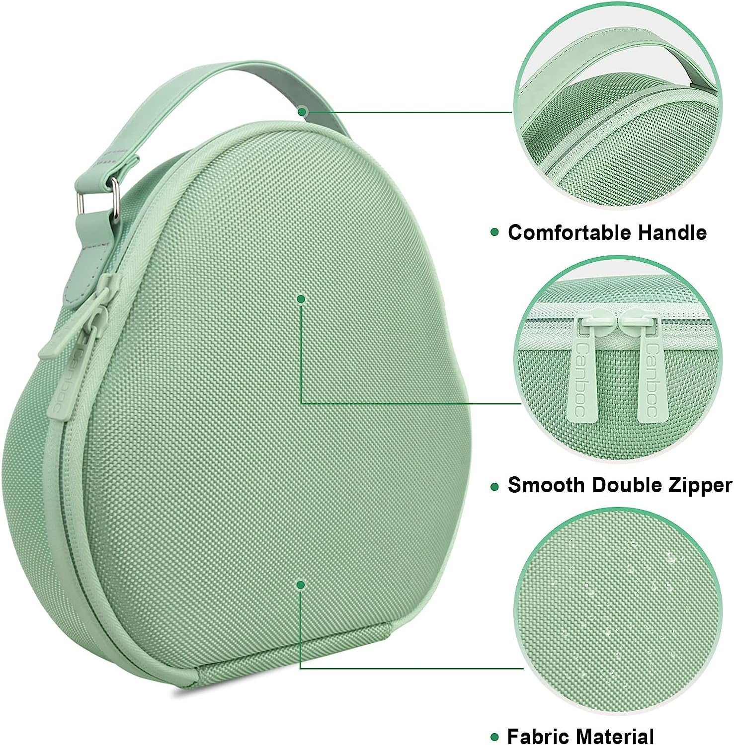 Canboc Airpods Max Case for Apple Airpods Max Wireless Over-Ear Headphones, Hard Carrying Travel Smart Headphones Case, Extra Space Fits Cable, Charger, Upgrade-Green(Fabric)  Canboc   