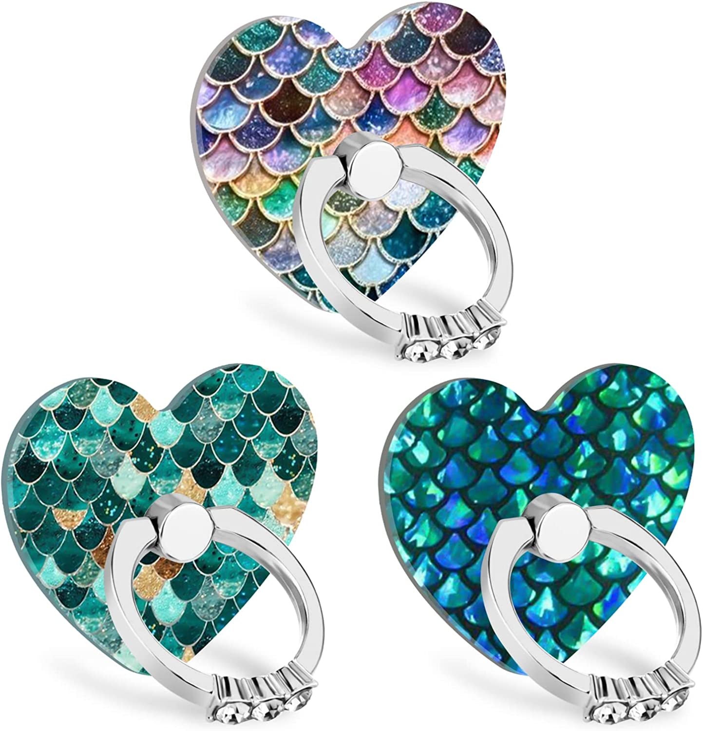 BF2JK Cell Phone Love Ring Holder Stand Clear Diamond Finger Grip Loop 360 Degree Rotation Finger Ring Stand Blue Green Colorful Mermaid Scales  BF2Jk   
