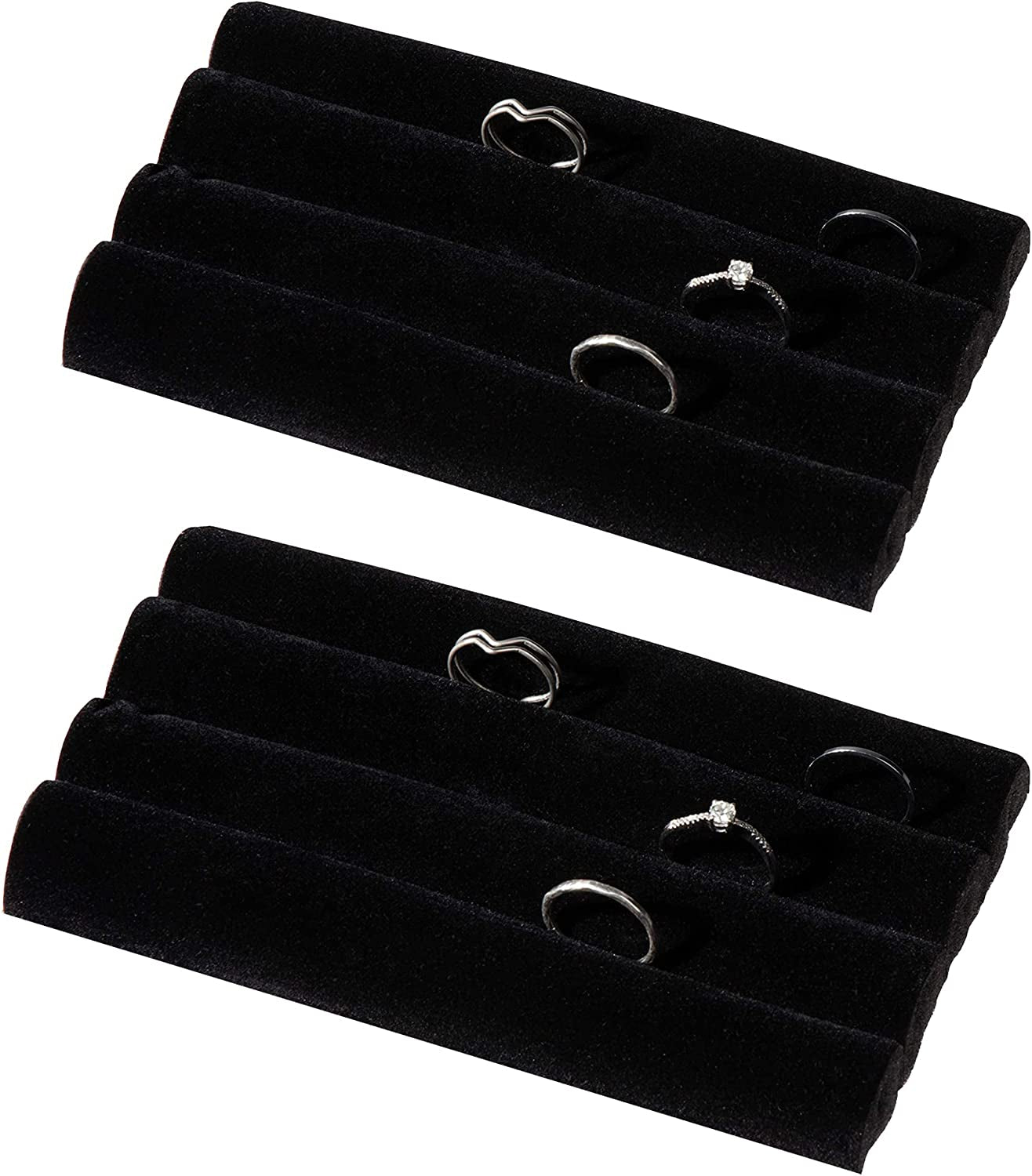 Adorox 2 Sets of Finger Black Velvet Ring Trays Accessory Foam Pads Showcase Counter Top Display Jewelry Holder 5.5'' Holiday Gift Christmas  ADOROX   
