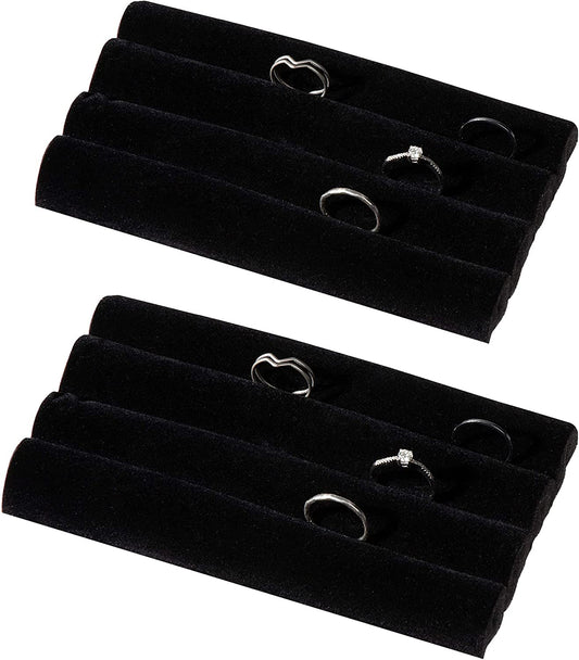 Adorox 2 Sets of Finger Black Velvet Ring Trays Accessory Foam Pads Showcase Counter Top Display Jewelry Holder 5.5'' Holiday Gift Christmas  ADOROX   