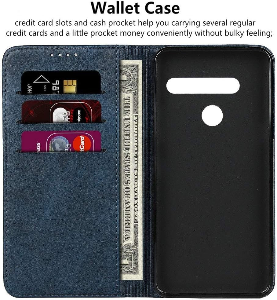 Icovercase for LG G8 Thinq Wallet Case, Premium PU Magnetic Leather Card Slots Holder Carry Kickstand Feature Flip Cover Case for LG G8 (Navy Blue)  iCoverCase   