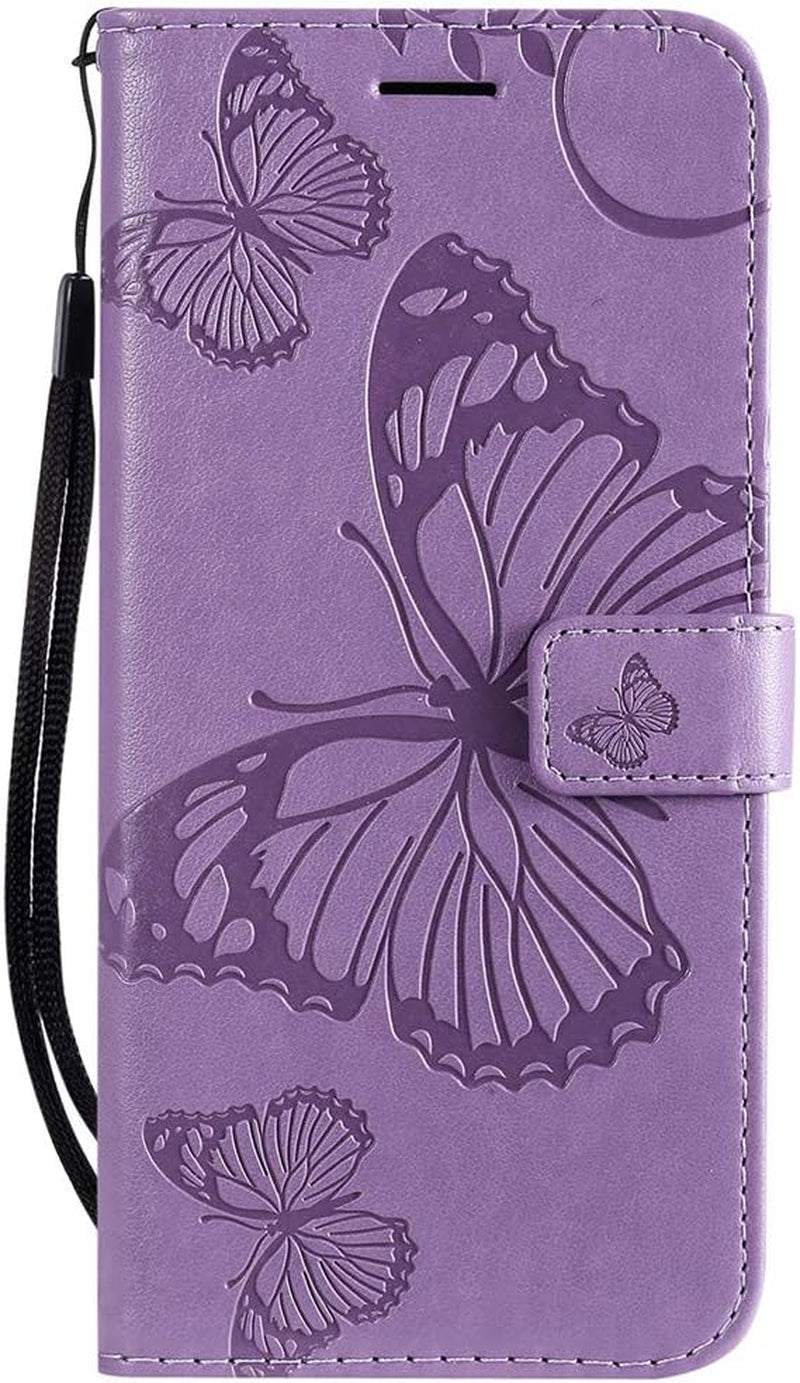 ISADENSER LG V40 Thinq Flip Case LG V40 Thinq Wallet Case LG V40 Case Butterfly [Business Embossing] [Kickstand Flip] [Card Slot] [Magnetic Clasp] Flip Phone Case for LG V40 Purple Butterfly KT  LEMAXELERS   