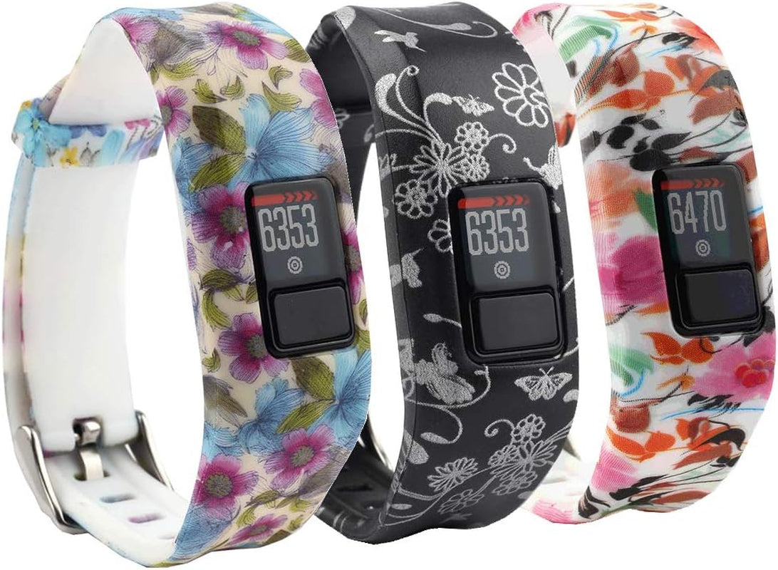 Ybludiy Compatible with Garmin Vivofit 3/Jr/Jr 2 Bands,Adjustable Replacement Wristbands with Watch Buckle for Garmin Vivofit 3 Kids Women Men(No Tracker)  Ybludiy Floral design-Sunflower/Fairy/Birds  