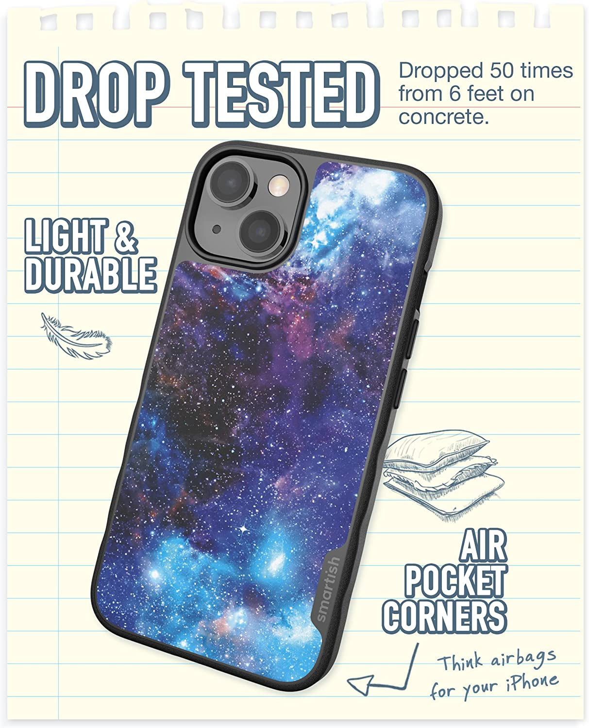 Smartish Iphone 14 Slim Case - Gripmunk Compatible with Magsafe [Lightweight + Protective] Thin Grip Cover with Microfiber Lining - Spaced Out  Smartish   