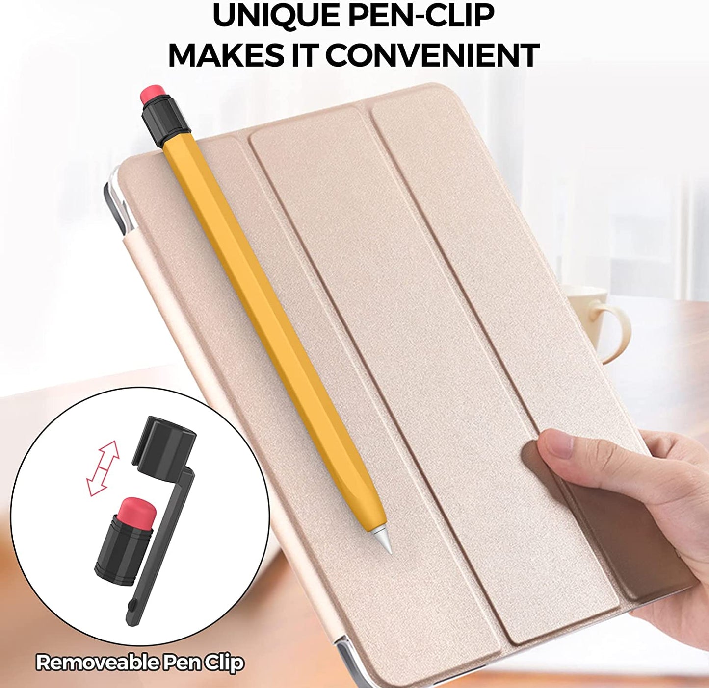 TRONWIN Ipencil Case for Apple Pencil 1St Generation Sleeve Silicone Protective Cover Perfect Grip Skin Classic Design with Sturdy Clip Compatible with Apple Pencil 1St Generation (Yellow)  TRONWIN   