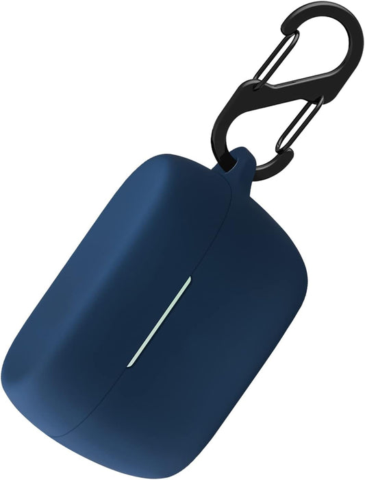 Geiomoo Silicone Carrying Case Compatible with Jabra Elite 4 Active, Portable Scratch Shock Resistant Cover with Carabiner (Navy Blue)  Geiomoo   